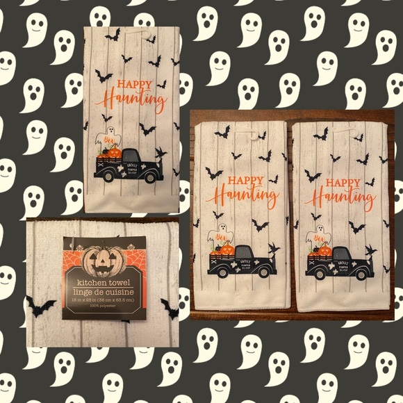 Halloween Ghost Kitchen Towels, Ghost Tinsel Decor & Ghost Tier Tray Decor Set - Picture 5 of 14